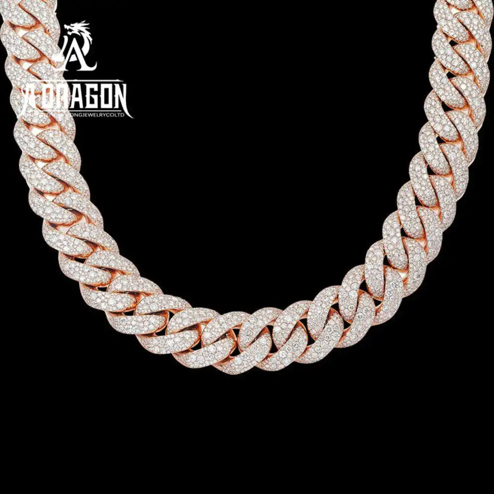 

Hip Hop Necklace Luxurious Moissanite Cuban Link Chain - Solid 14k Gold Plated Heavy