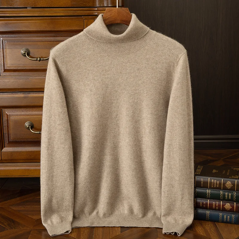 

New 100% Cashmere Soft Men High Neck Turtleneck Pullover Business Casual Warm Sweater Winter Jumper Cashmere Knitwear Clothing