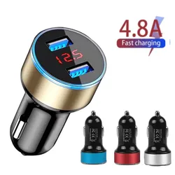 Car Chargers 2 Ports Fast Charging Foriphone 15 11 xiaomi 10 Samsung Huawei  Universal Aluminum Dual USB Car-charger Adapter