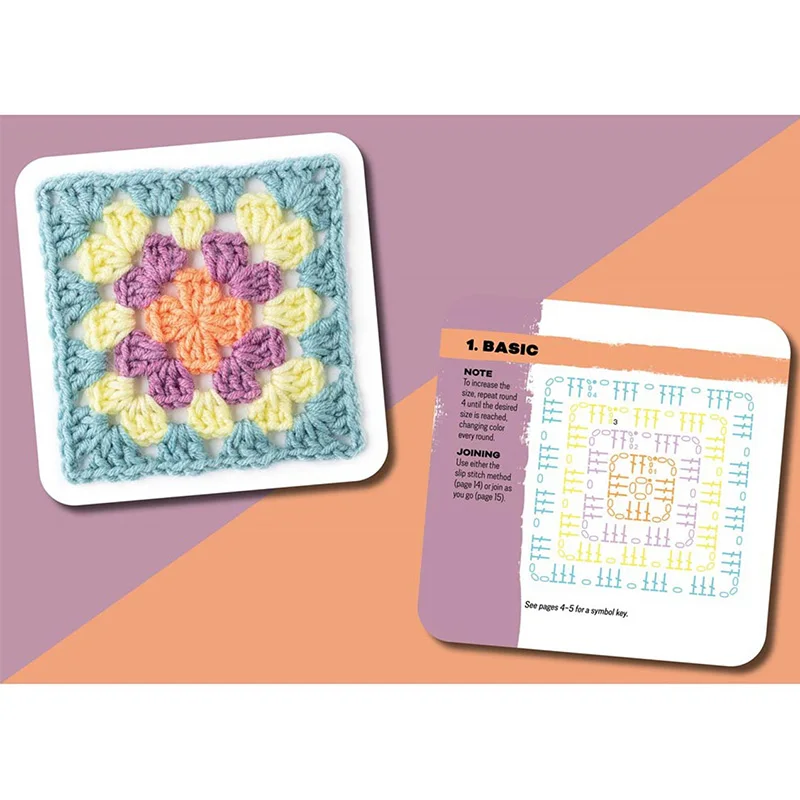50pcs/box DIY Knitted Pattern Cards Mix Matchs Designs The Granny Square Card Decks  for Beginners Learn Knitting Book VIE LENTE image 2