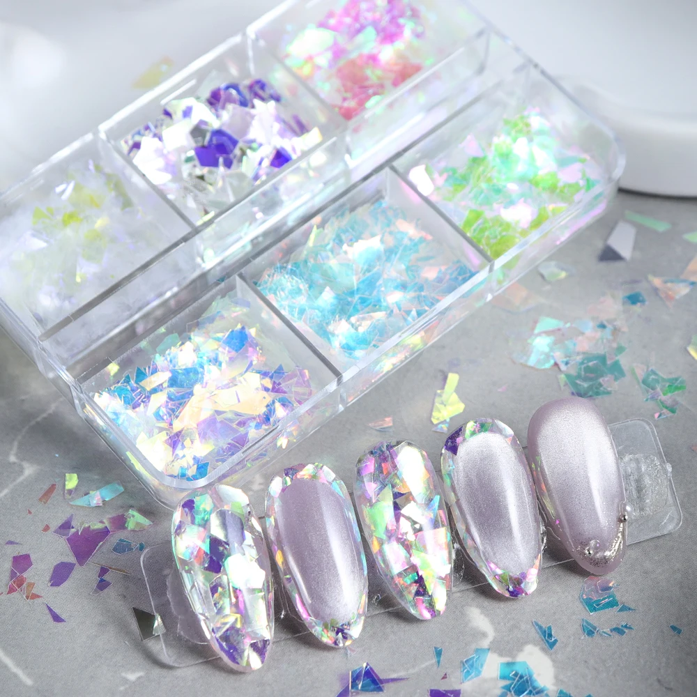 Irregular Fragments Nail Art Accessories Sparkly Colorful Sequins for Nail Design Y2k Iridescent Flakes DIY Manicure Decorations
