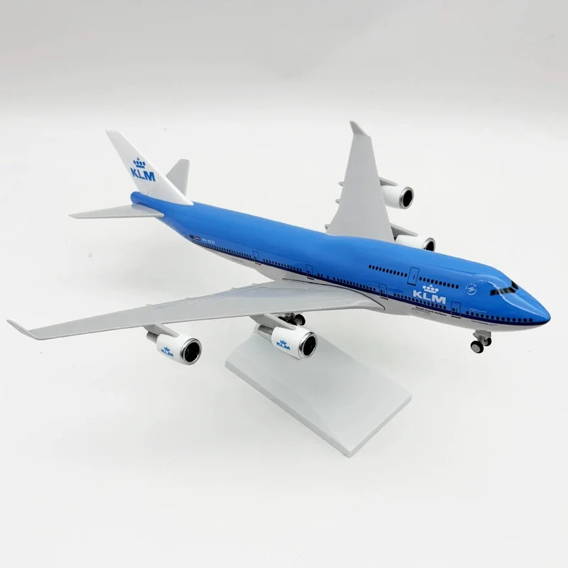30CM Diecast Airplane Model B747 KLM Airlines Models Aircraft With Base Landing Gear Wheels 1/240 Scale Resin Aircraft Plane