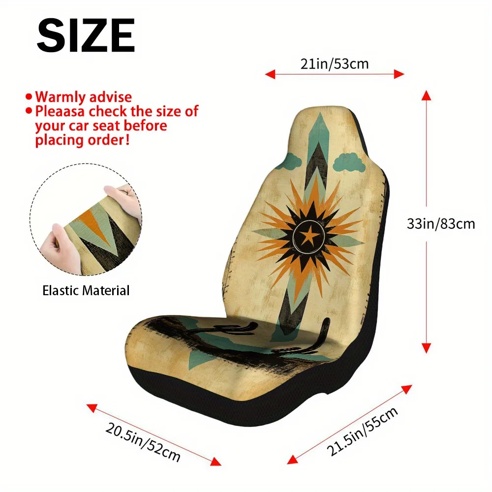 Set Of 2 Car Covers Featuring Desert Sun And Cactus Vista Themes – Chic, Long-Lasting, And Premium Front Covers Suitable For A W