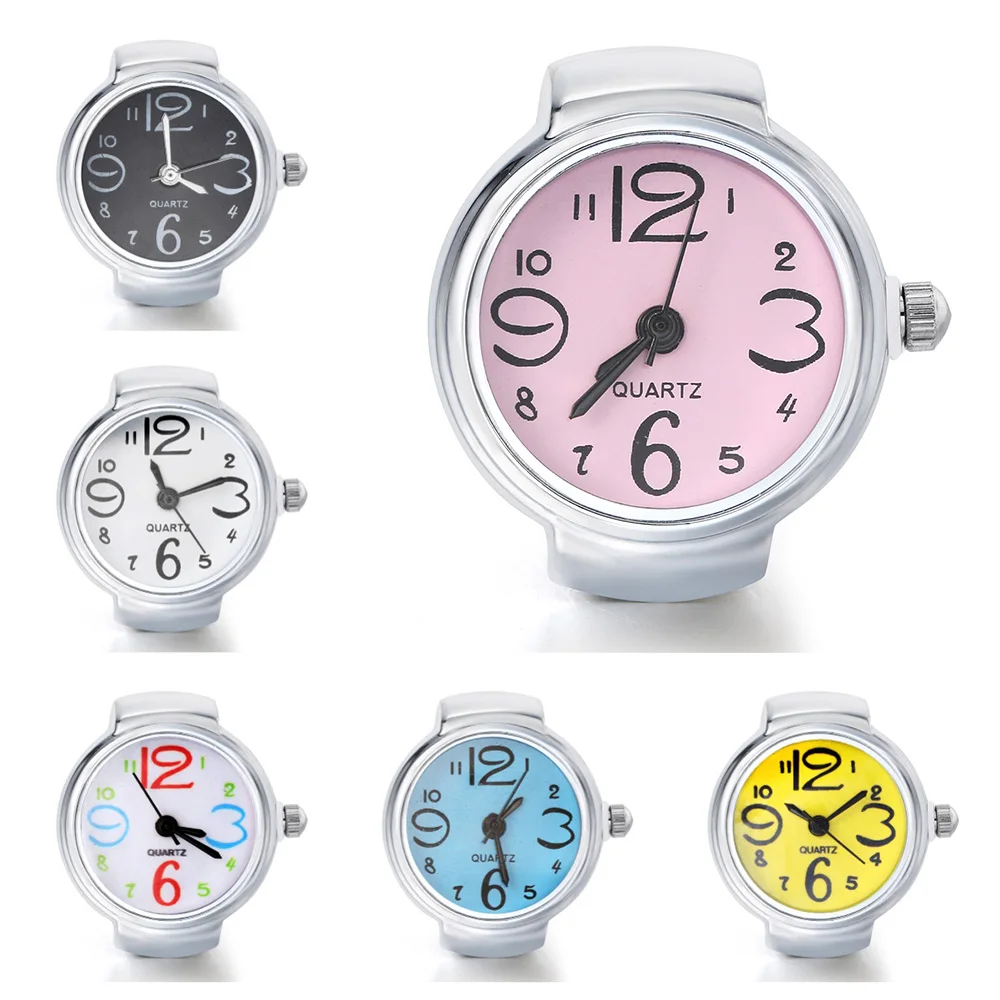 

URING CLassic Часы Римские кварцевые часы на палец Круглые из нержавеющей стали Итальянские очаровательные звенья Модные часы Кольцо Ювелирные изделия для мужчин и женщин