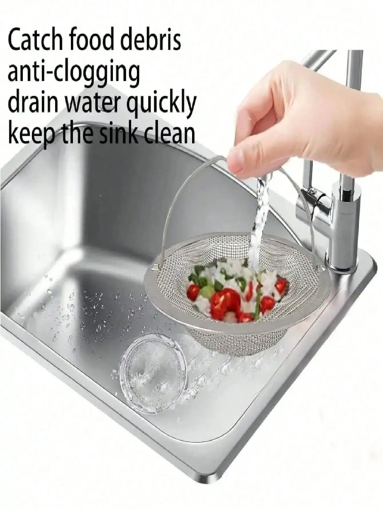 

1 Piece Sink Filter with Handle – Rust-proof High-density, Catches Scraps/Hair & Prevents Blockages