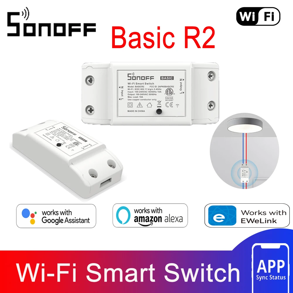 Беспроводной смарт-выключатель SONOFF Basic R2 с поддержкой Wi-Fi
