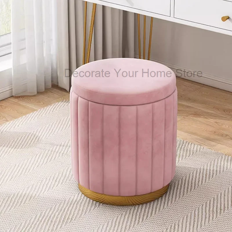 Kitchen Round Stool European Bedroom Gaming Office Stool Vanity Cushioned Sillas Para Sala De Estar Decoration