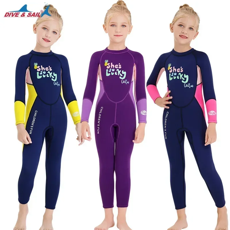 

Children's Warm Swimsuit 2.5MM Neoprene One-Piece Diving Suit Long-Sleeved Snorkeling Surfing Swimming Water Sports Wetsuit