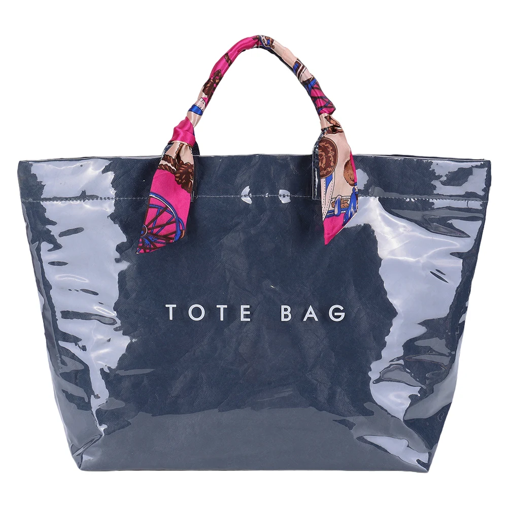 

PVC Plastic Tote Bag Transparent Shoulder Bag Letters Print Clear Handbag Large Carry Bag Women Shopping Travel Top Handle Bag