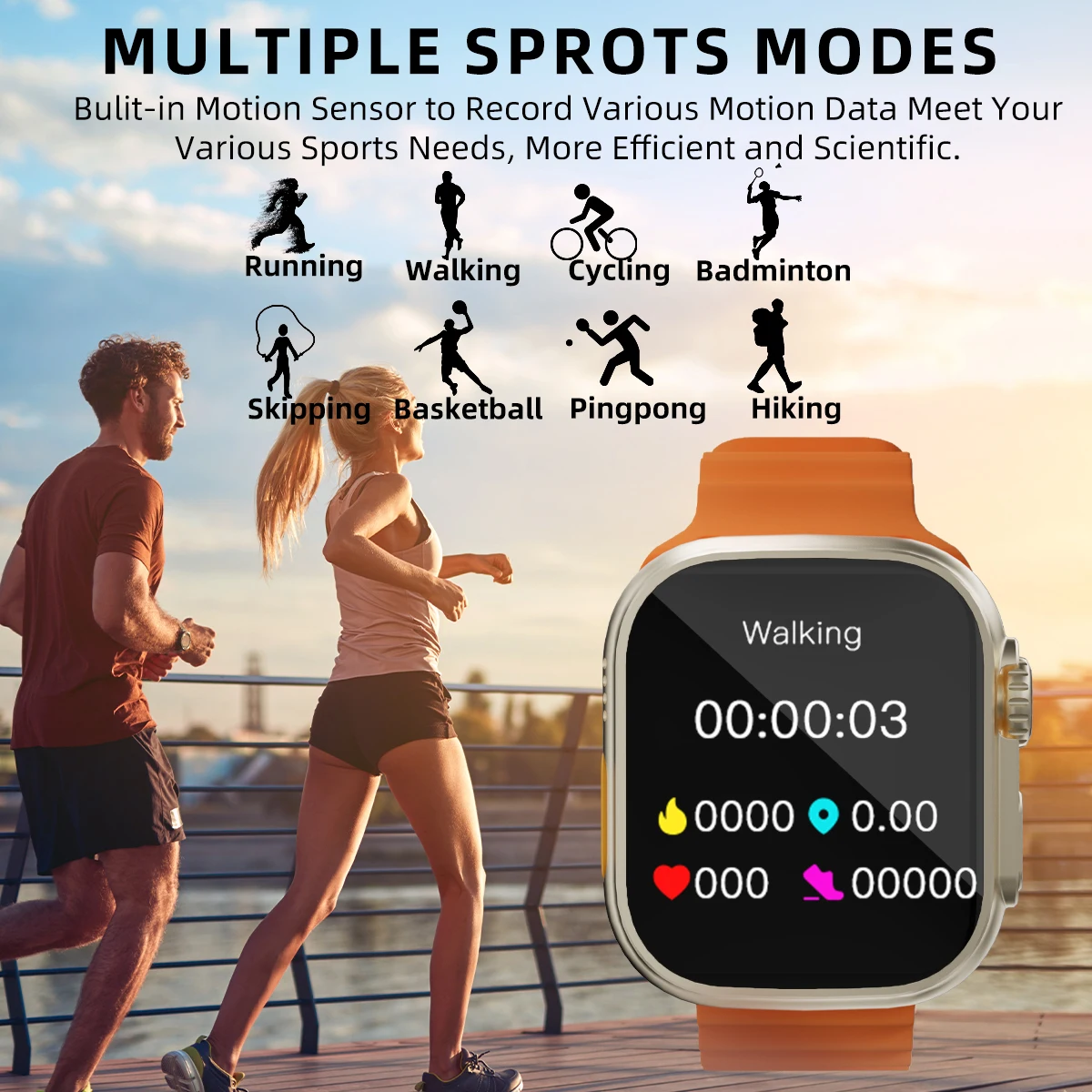 2.01'' Smart Watch with Message Answer Call Sleep Health Monitoring Sports Pedometer Information Alerts For iPhone Android