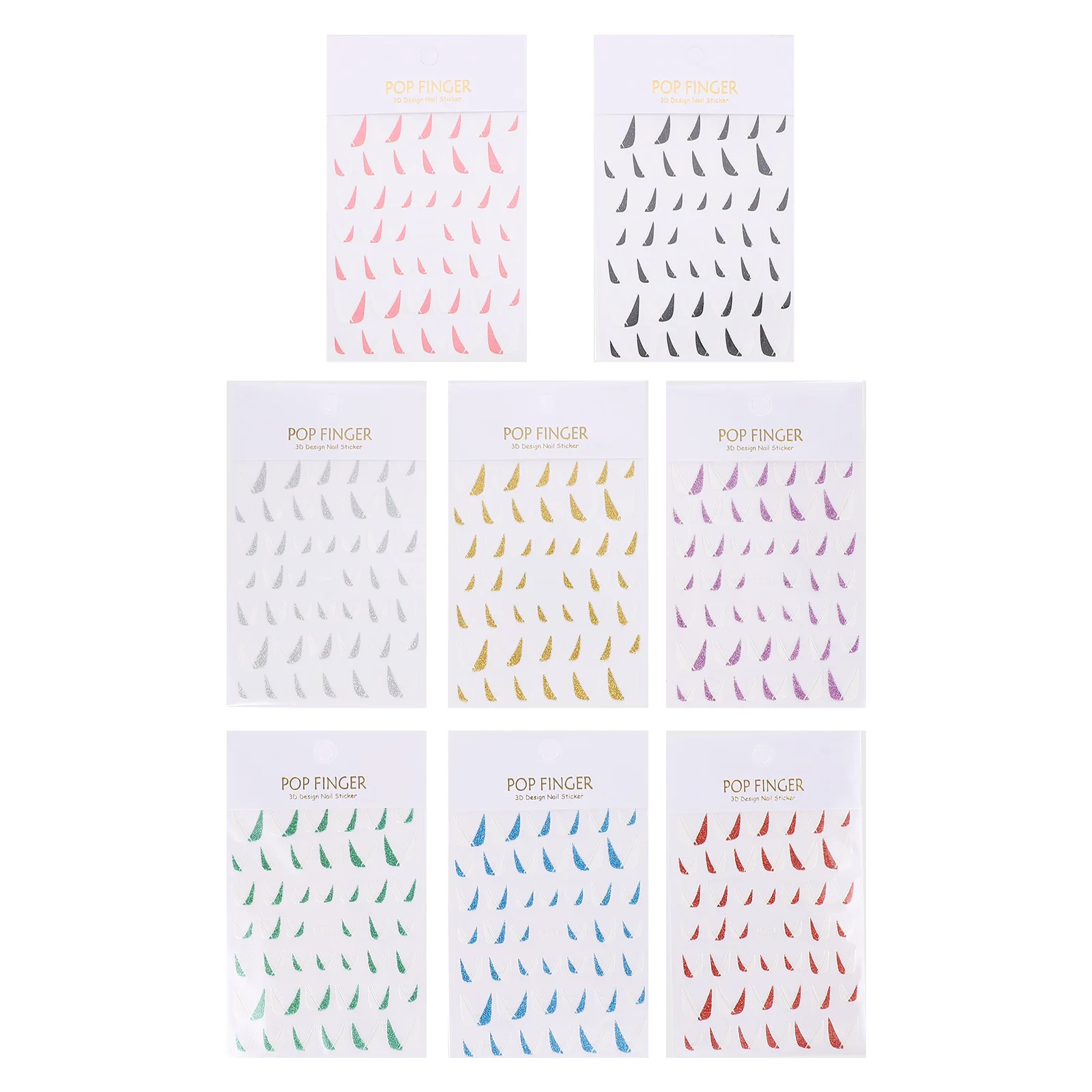 

8 Sheets Glitter French Manicure Nail Art Strips U Shape Decals Perfect for Gel Acrylic Natural Nails DIY Nail Sticker