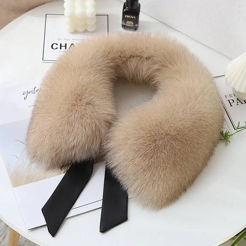 

Real Fox Fur Scarf For Women Neck Keep Warm Winter Hood Trims Fur Decor Shawl For Coat Furry Fur Scarf Luxury Female Scarves