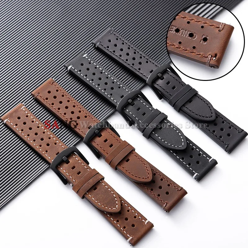 Atmungsaktives Uhrenarmband aus Weichem Rindsleder 18mm 19mm 20mm 21mm 22mm 24mm für Huawei Watch GT5/4 Band Vintage Armband