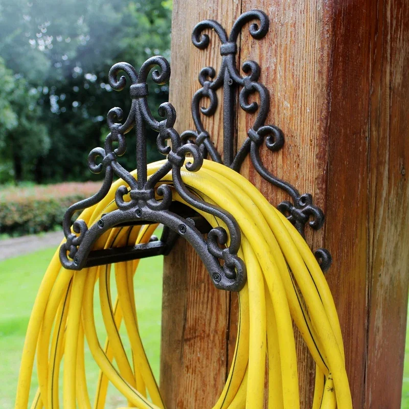 Retro Black Cast Iron Wall Mounted Water Pipe Holder European Farm House Accents Handmade Home Garden Decor Metal Storage Rack