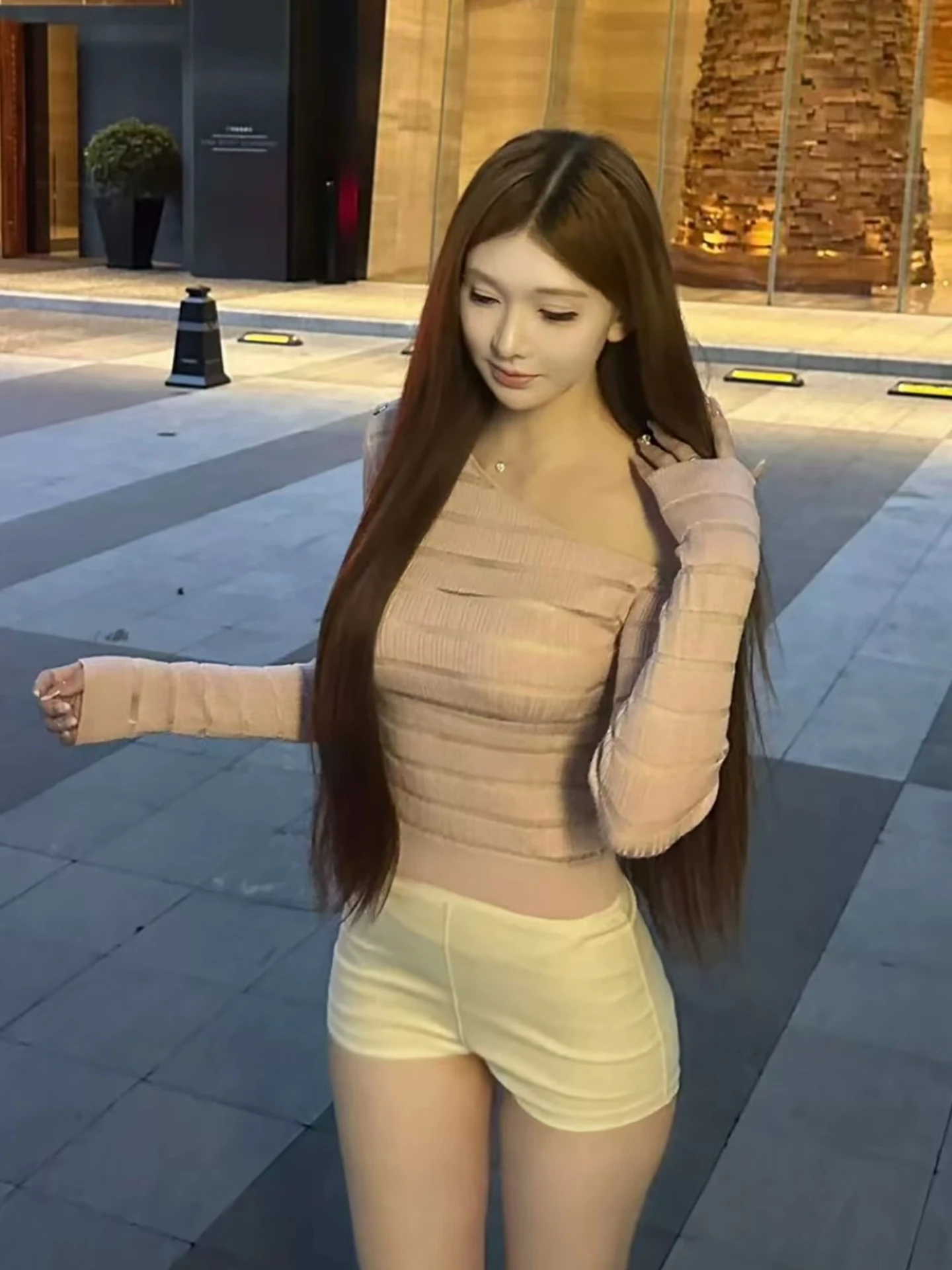 White Hollow out Long Sleeve Knitted Sweater Women's Sexy Pure Desire Spicy Girl Slimming Shoulder Baring Top Autumn Design