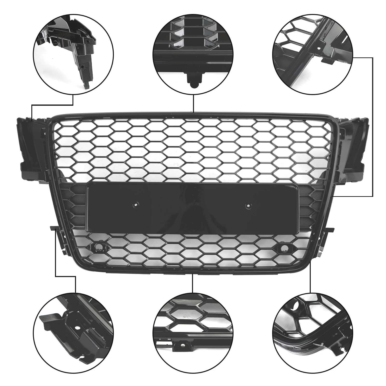 Artudatech RS5 Style Hood Henycomb Sport mesh Grill Grille Fit AUDI A5 S5 B8 2008-2012