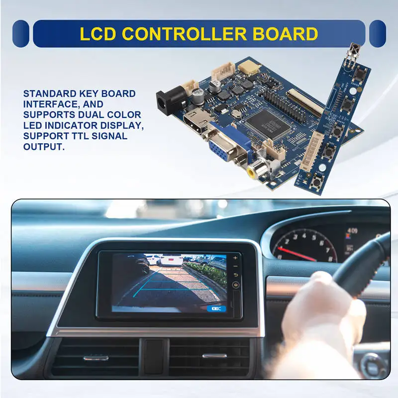 AEE7-7 Inch 1024X600 Lcd-scherm Driver Board W/Driver Board Monitor Voor Raspberry Pi Ondersteuning AV Omkeren prioriteit
