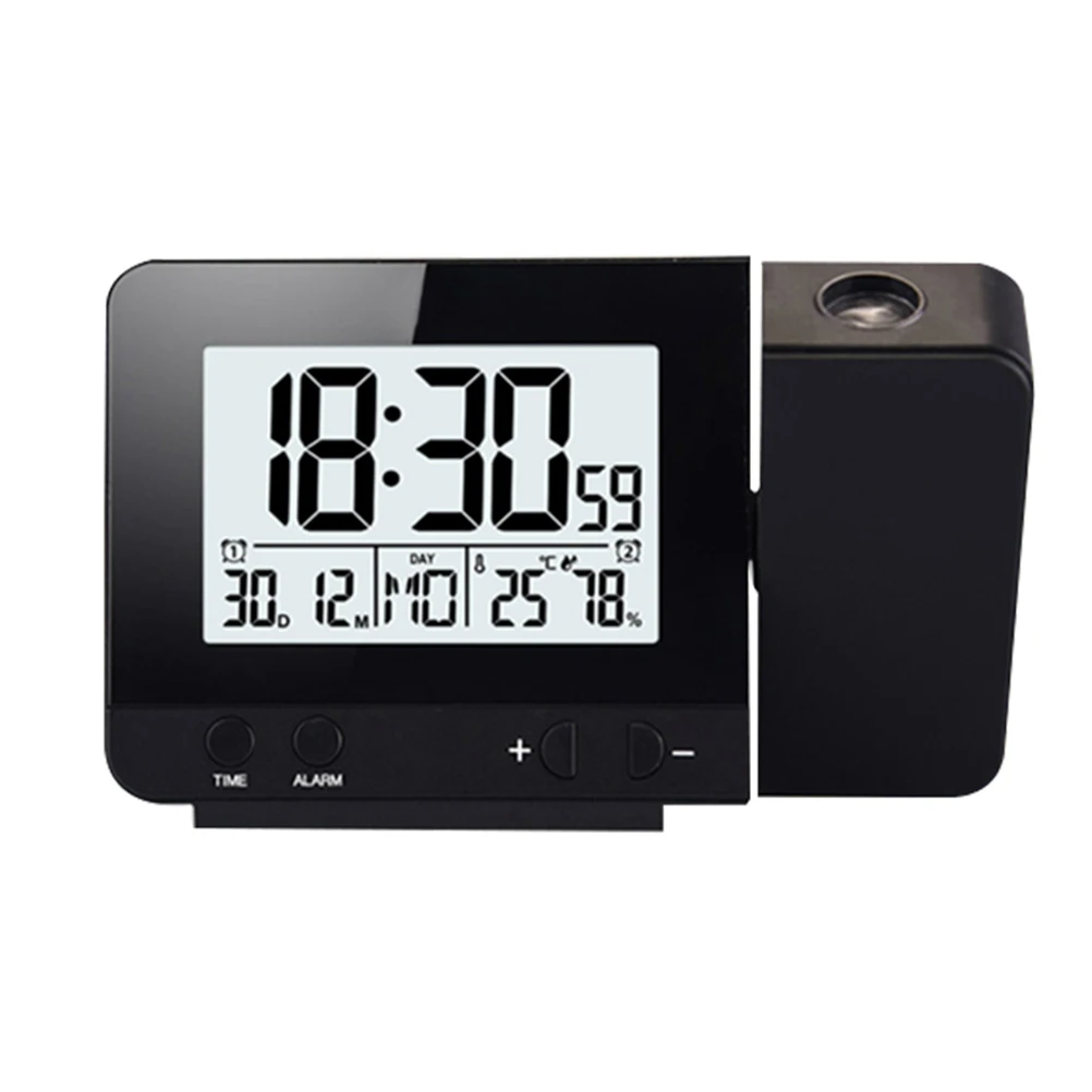 

Multi function Projection LED Alarm Clock Usb Powered Time Temp Display Rotation Led Shadow Clock Home Office School