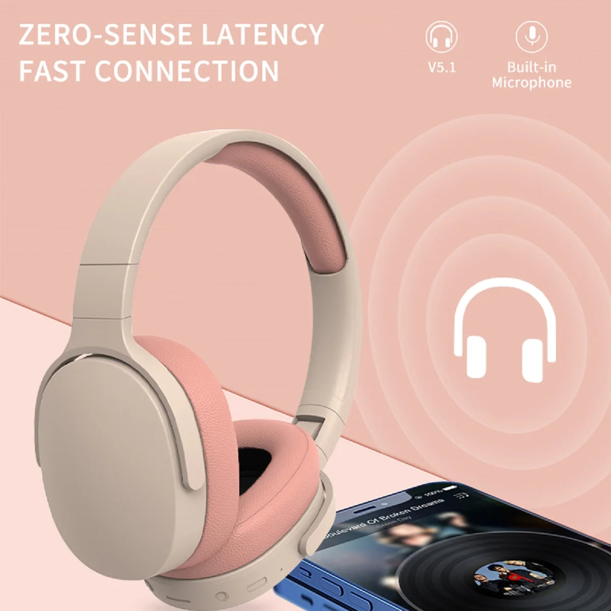 Hifi Bass Wireless Headphones Bluetooth Earphone 5.0 Foldable Headset Sport Headphone Game Fone Bluetooth Earbuds Noise Reductio