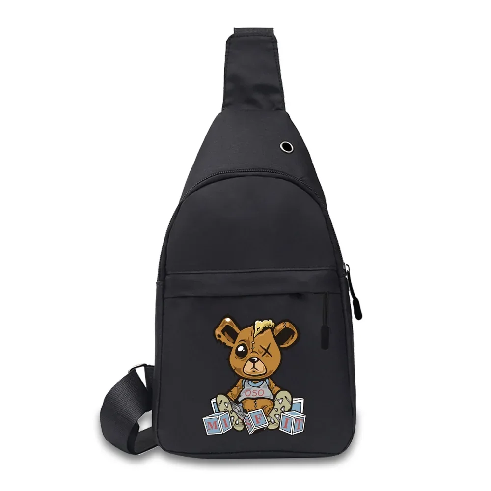 Men\'s Bag Multifunctional Chest Bags Travel Sport Waist Pack Bear Printing Series Fashion Canvas Shoulder Bag Korean Style