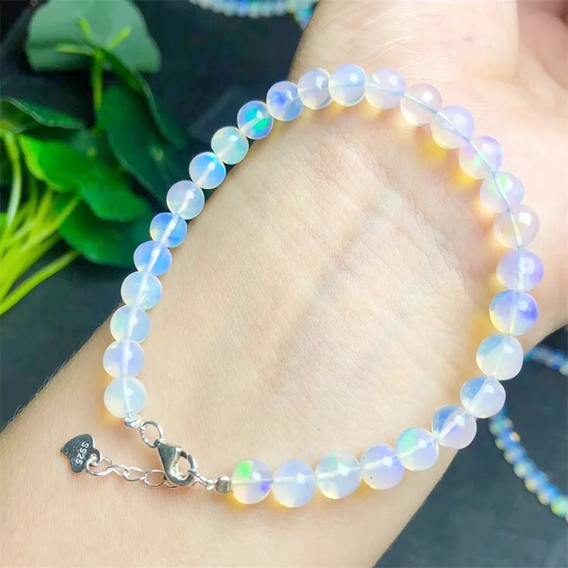 

Natural Opal Bracelet Fortune Energy Gemstone Bangle Mineral String Woman Amulet Jewelry Healing Gift 1pcs 3-6MM