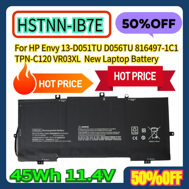 

For HP Envy 13-D051TU D056TU 816497-1C1 HSTNN-IB7E TPN-C120 VR03XL 45Wh 11.4V New Laptop Battery