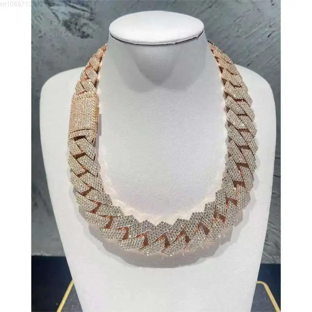 

Iced Out 24mm Wide 4 Rows Prong Setting Vvs Moissanite Cuban Link Chain