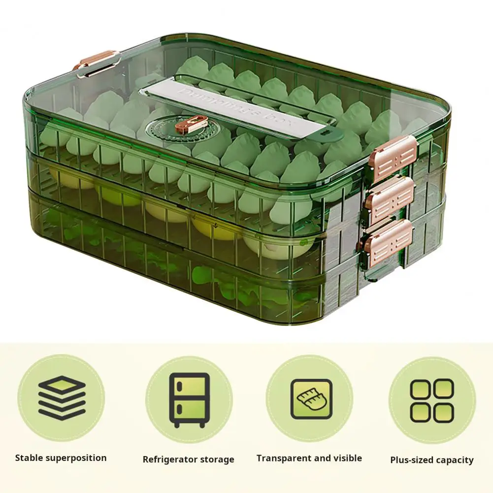 

Refrigerator Storage Box Capacity Dumpling Container with Transparent Lid Non-stick Design for Refrigerator Storage Bpa Free