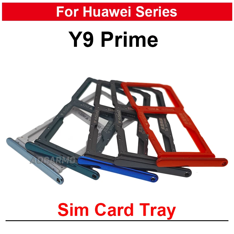 For Huawei Y9 Prime SIM Card Tray Slot Holder Replacement Parts Blue Black Green