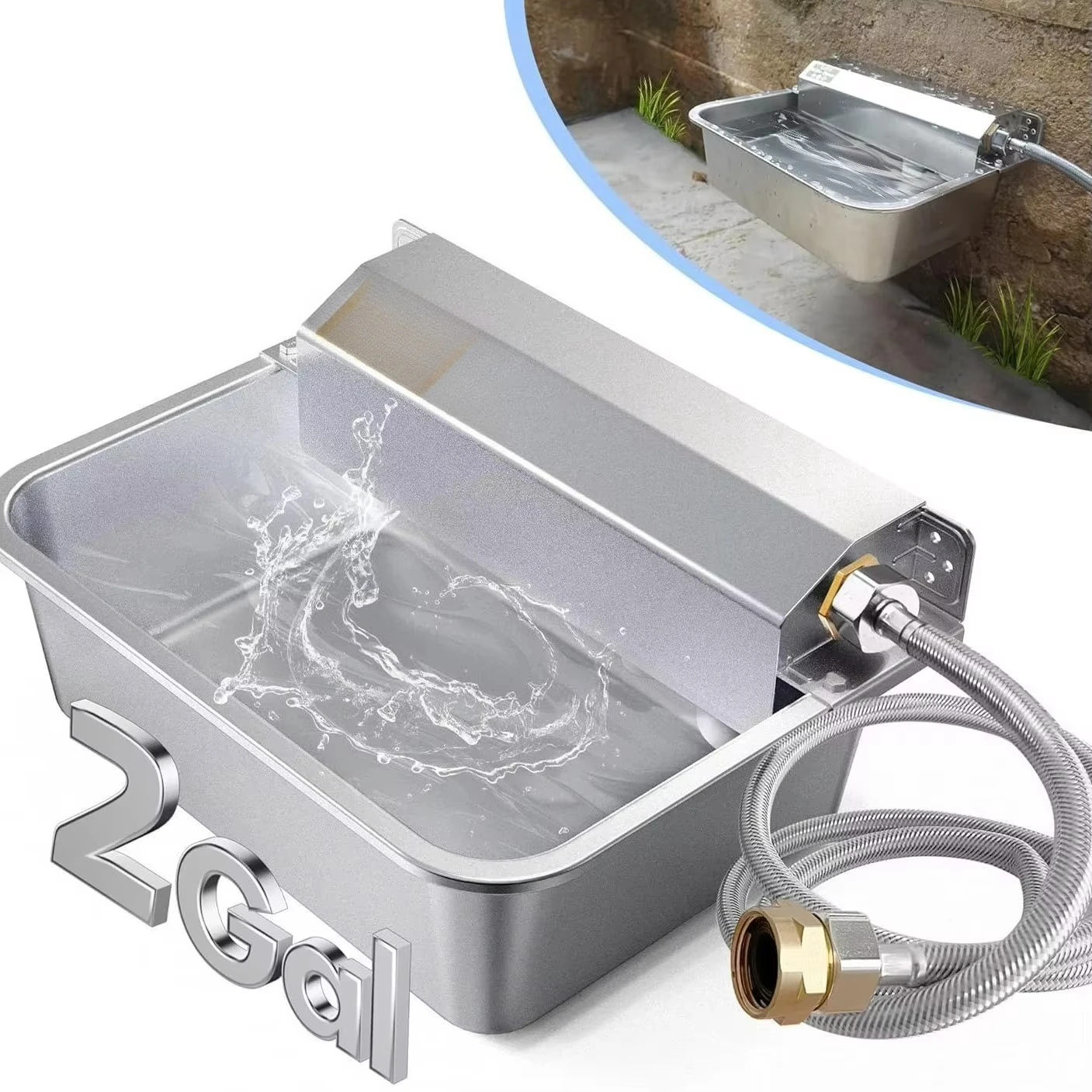 

Stainless Steel Outdoor Pet Feeder Auto-Fill Feature 304 Product Animal Drinkers Dog Water Dispenser