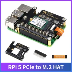 Raspberry Pi 5 PCIe to M.2 HAT NVME 고속 확장 보드, 16P 케이블 GPIO 헤더 지지대 액티브 쿨러, RPI 5 Pi5