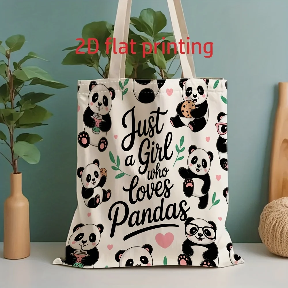 1pc Cute Panda Tote Bag, Reusable Shopping Bag, Suitable for Daily Use, Shopping, School and Travel, A Fun Gift for Panda Lovers