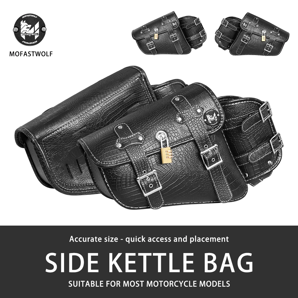 PU Leather Motorcycle Saddle Bags - Side Luggage Storage Pouch Tank Suitcase Motorbike Accessories