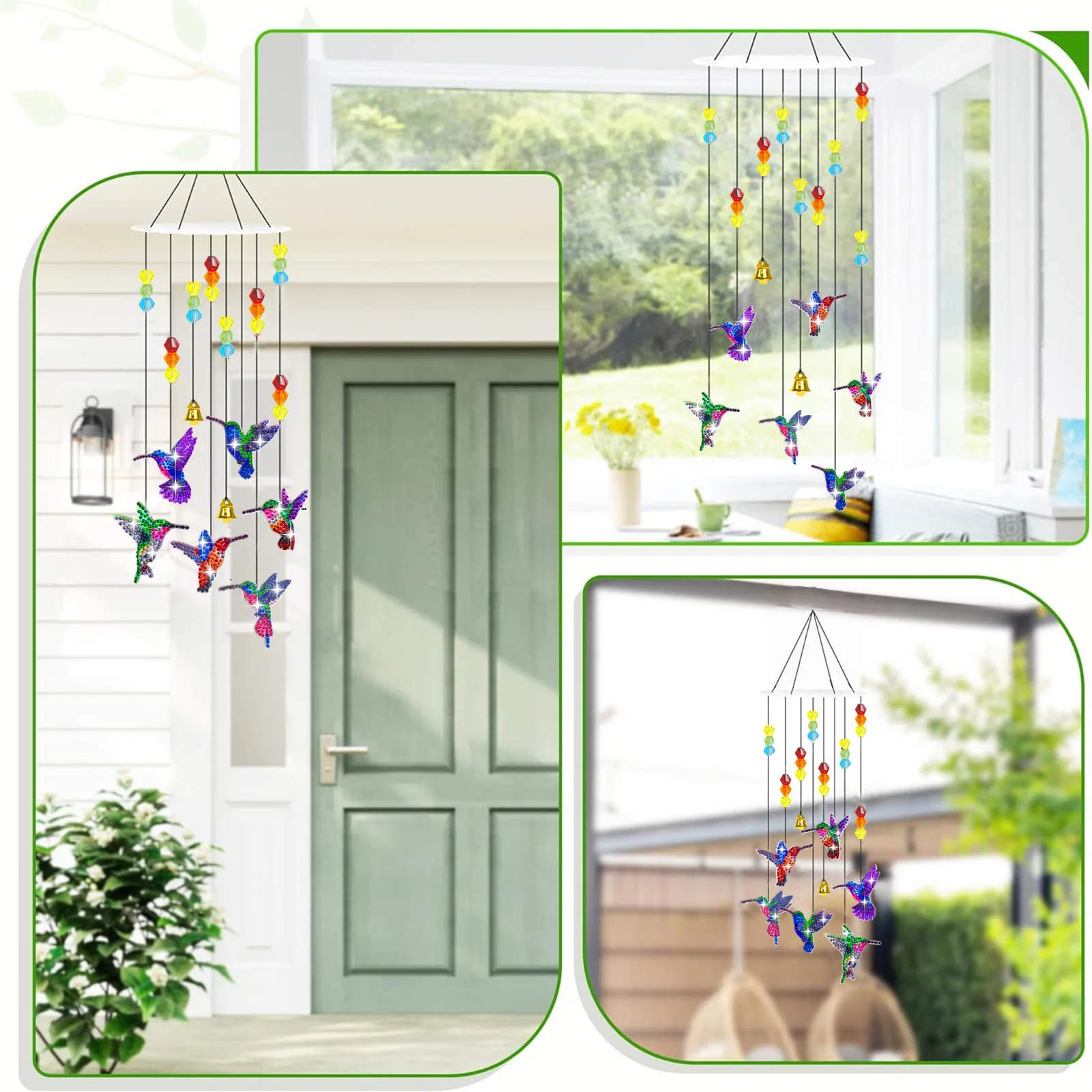 1pc/Set DIY Butterfly Diamond Art Wind Chimes with Bells Windchimes Diamond Art Painting Kits Birds Diamond Painting Wind Chimes