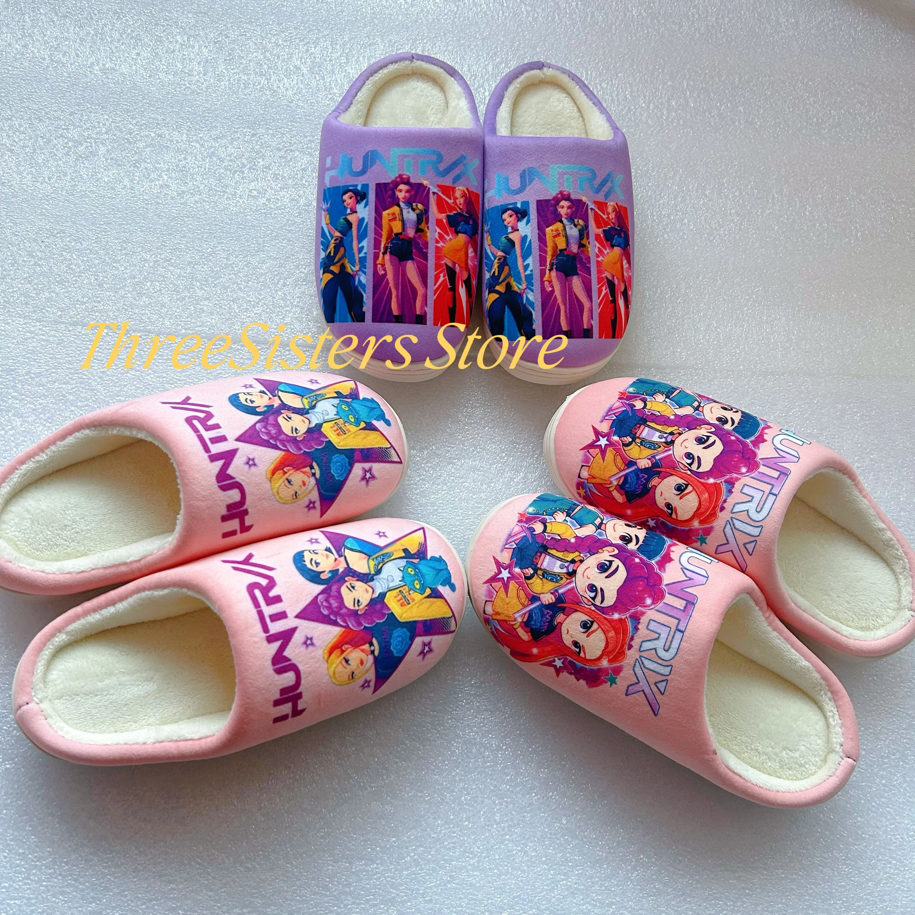 Cartoon Rumi Zoey Mira Warm Plush  Slippers  Non-slip House Slides Men and Women Toe Wrap Home Cotton Shoes