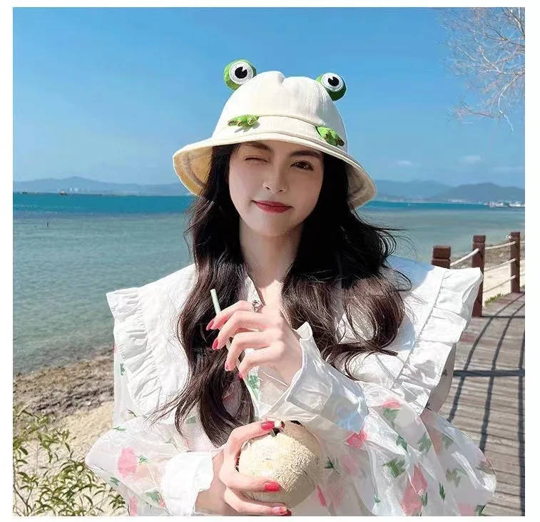 

Frog Bucket Hat For Women Summer Autumn Plain Female Panama Outdoor Hiking Beach Fishing Sunscreen Woman Bob Caps