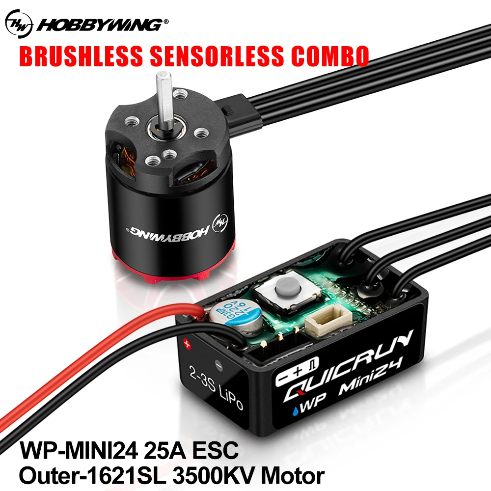 

Комбо-набор HOBBYWING QUICRUN WP-MINI24 25A ESC и бесщеточный мотор 1621SL 3500KV для радиоуправляемых моделей автомобилей-краулеров 1/24