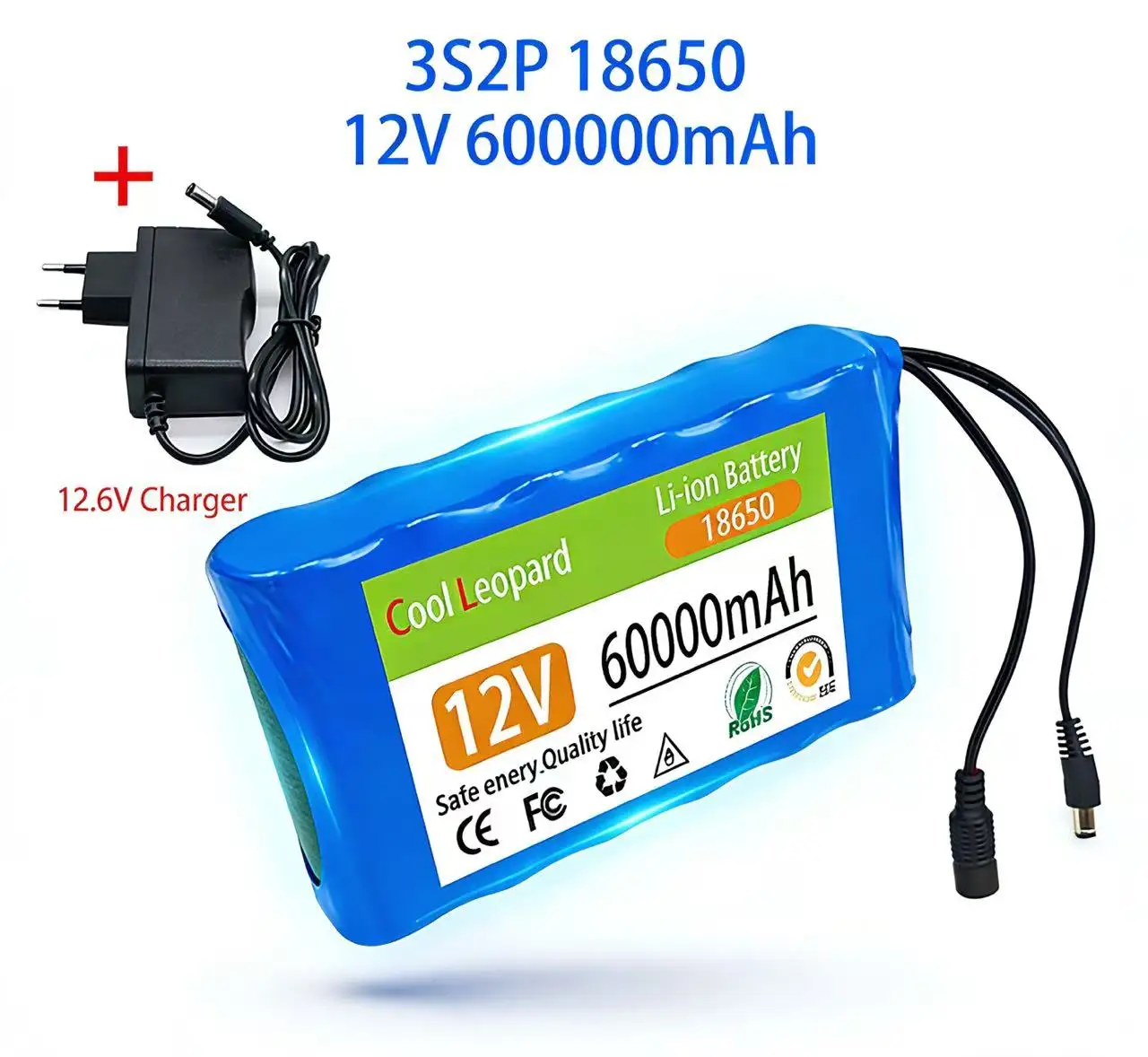New 3S2P 12V 120000mAh Portable Super Rechargeable Lithium Ion Battery Pack Capacity DC CCTV Cam Monitor +12.6v Charger