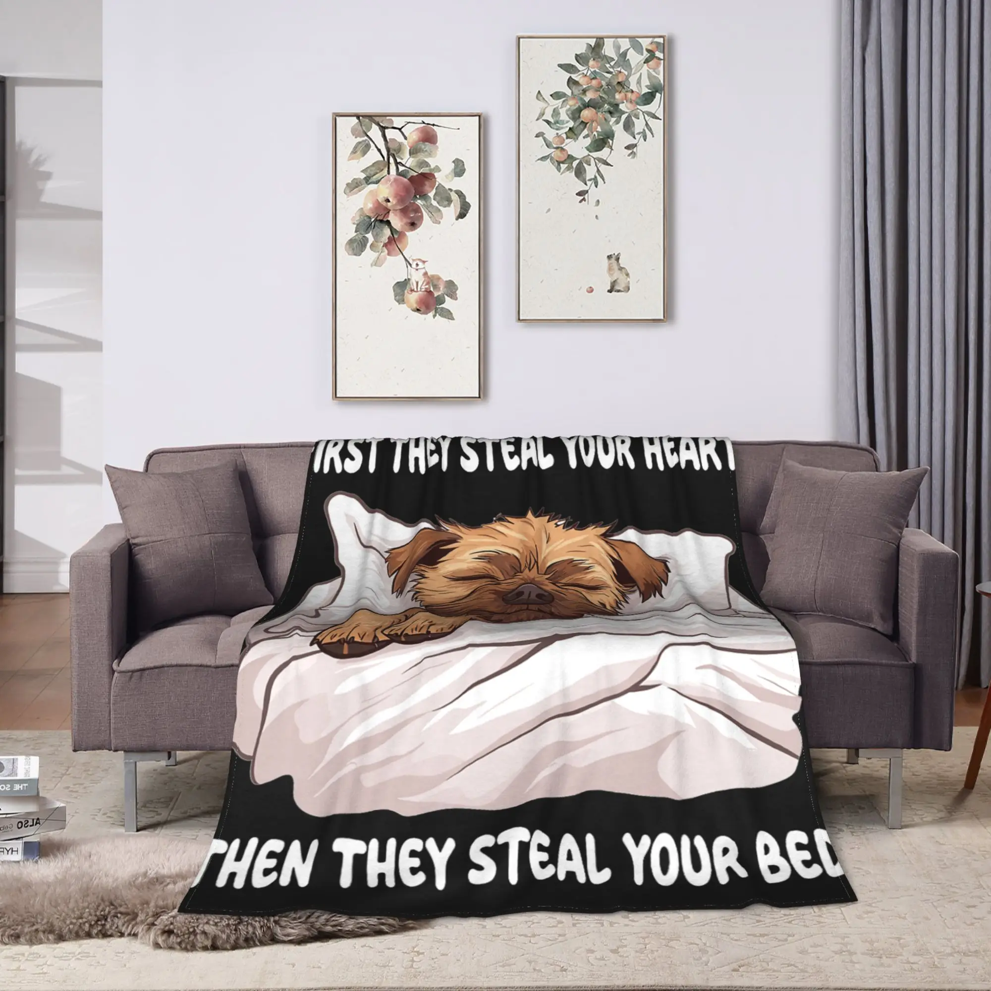 Border Terrier Sleeping Pajamas Nightgown Blanket Adults Girls  Flannel Throw Blanket For Sofa Home Warm Soft Bedspread Gift