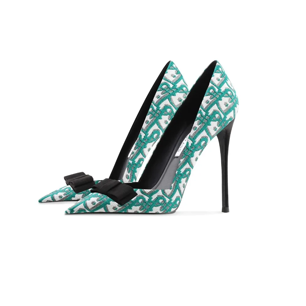 

Green Check Suede Stiletto Heels Women Fashion Comfortable Sexy High Heel Shoes