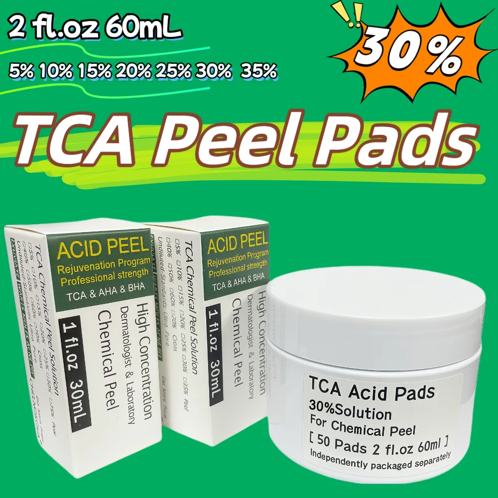 

ТКА Пилинг-прокладки 5% 10% 15% 20% 30% 35% 2 жидких унций около 50 подушечек Химическая пилинг 60 мл для шрамов от стойких прыщей и крупных пор в домашних условиях