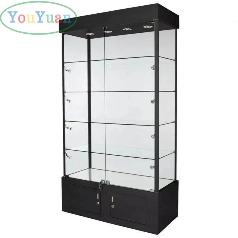 (customized)Cigar cabinet retail store metal aluminium frame glass display showcase smoke shop display cases