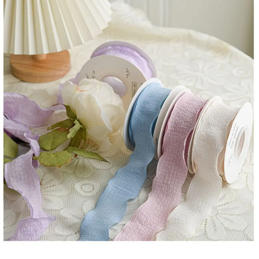 10Yards Gifts Bouquet Decor Floral Florist Hair BowKnot Wrinkled Cotton Ribbon Linseed Flower Packaging Wrapping Yarn Band