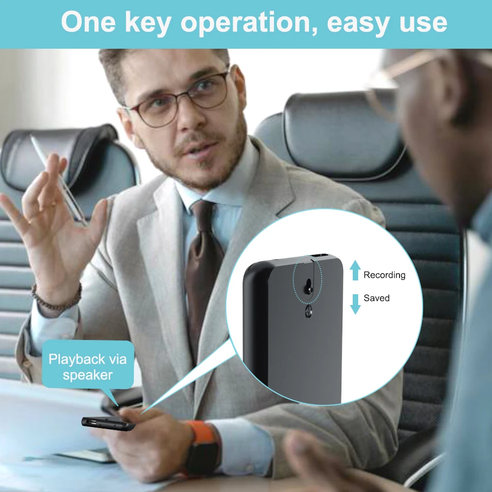 مسجلات صوت محمولة Vandlion V55 WAV 192kpbs HiFi تسجيل 1100mAh عمر بطارية طويل USB فلاش الإملاء للمحاضرات