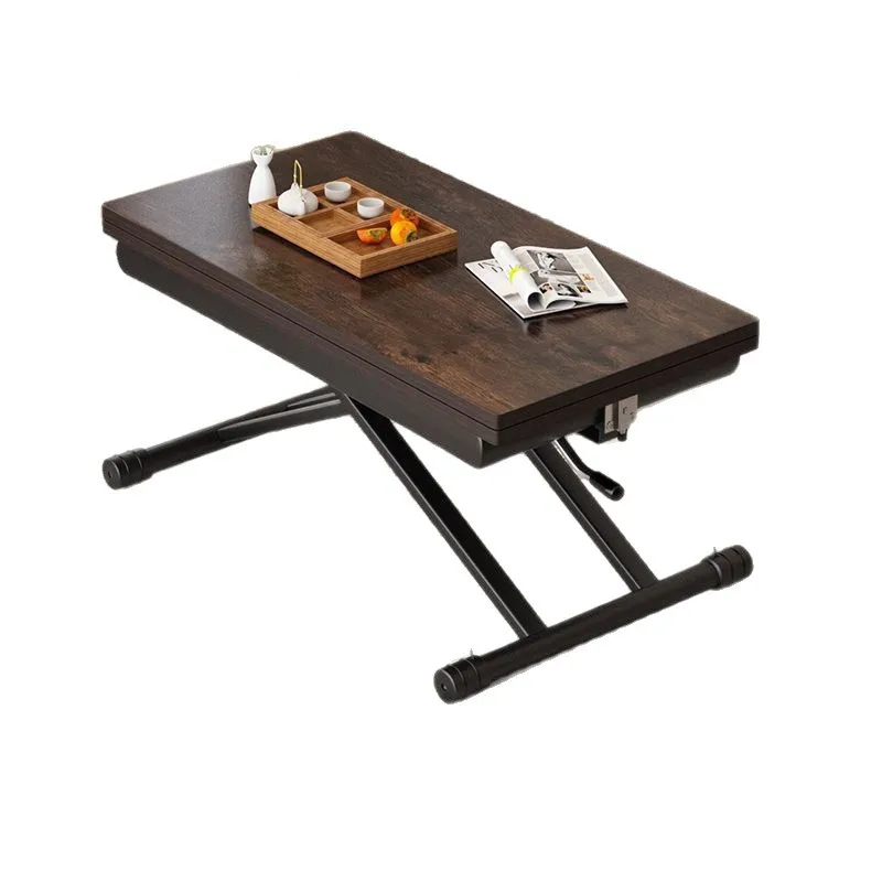 Small apartment multi-functional rock slab mobile lifting and folding coffee table integrated