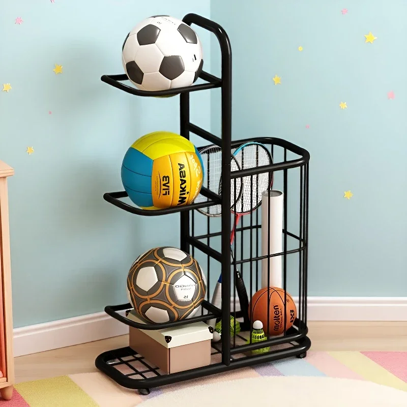 Basketball storage rack Multifunctional yoga mat storage basket Fitness sports equipment Badminton racket rack
