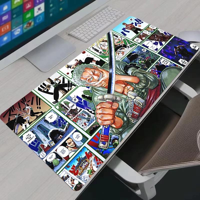 Mouse Pad PC Gamer Anime Desk Mat Non-Slip Rubber Laptop One Piece Zoro Playmat for Office Computer Accessories Gaming Mousepad
