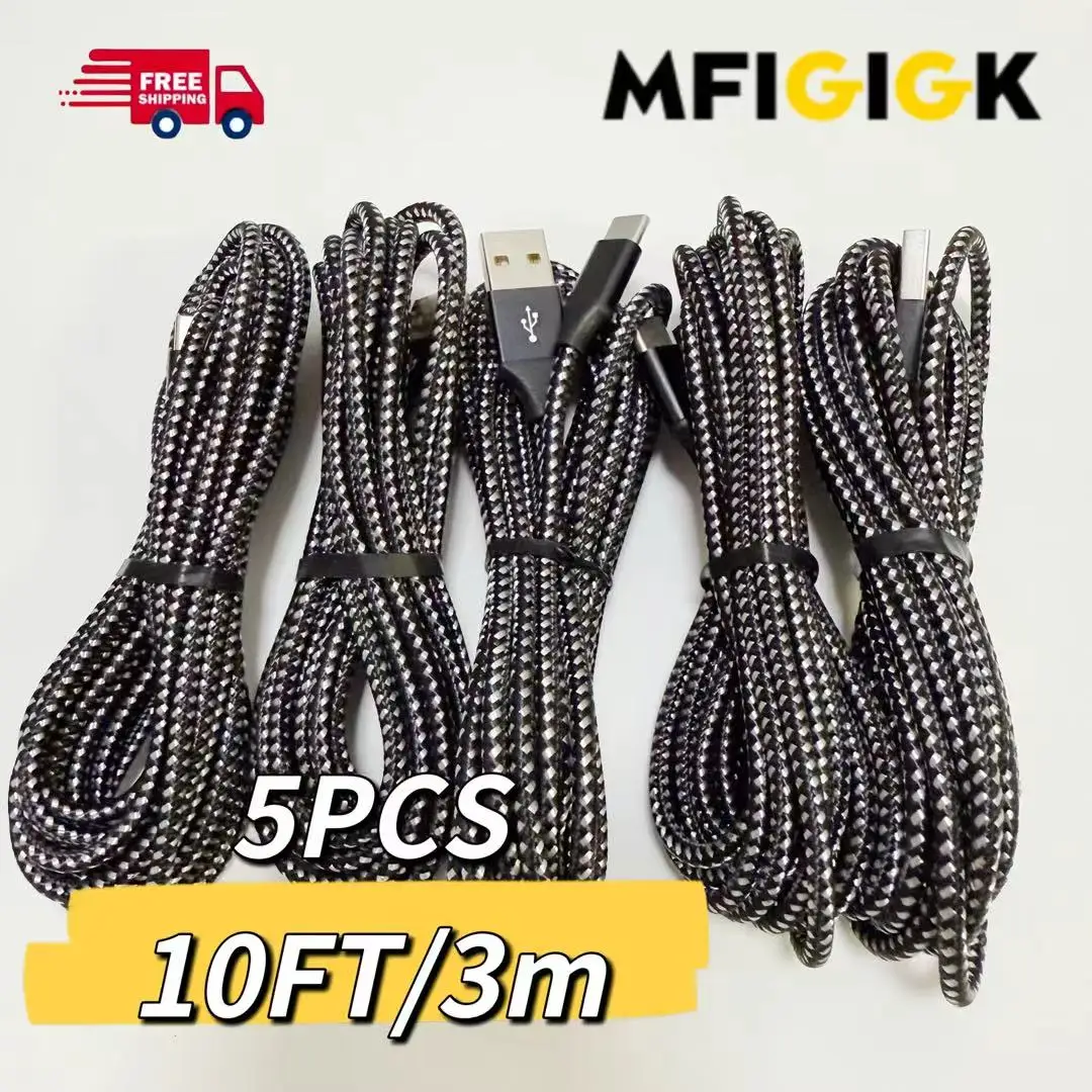 

MFIGlGK [быстрое зарядное устройство] 5 кабелей USB C типа C | Быстрое зарядное устройство, кабель для передачи данных длиной 10 футов | Кабель для быстрой зарядки USB типа C Шнур для зарядки