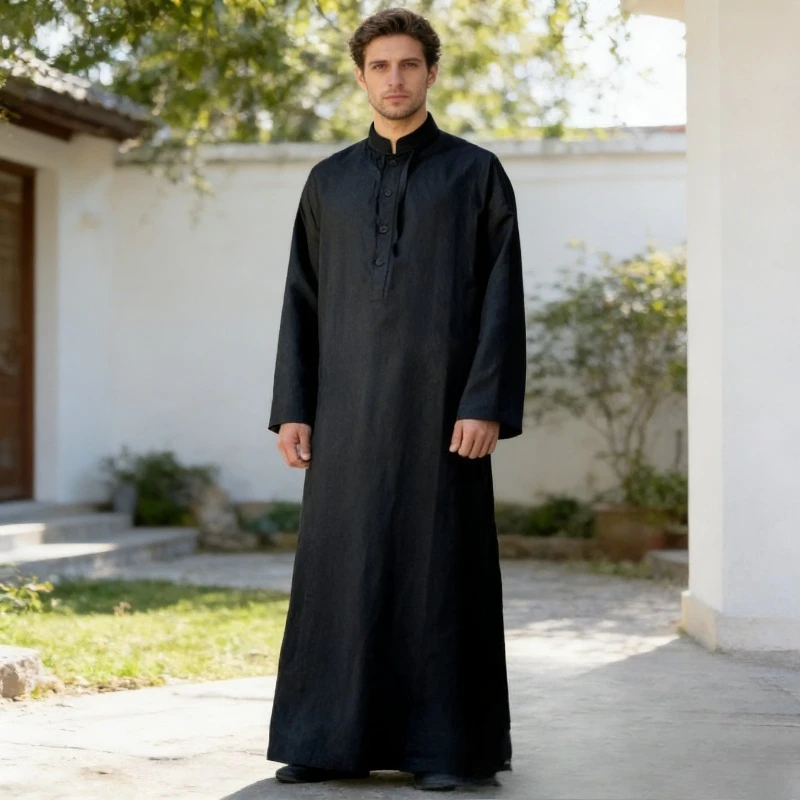 قميص طويل بقلنسوة على الطراز العربي الجديد لعام 2026 للرجال رداء مسلم