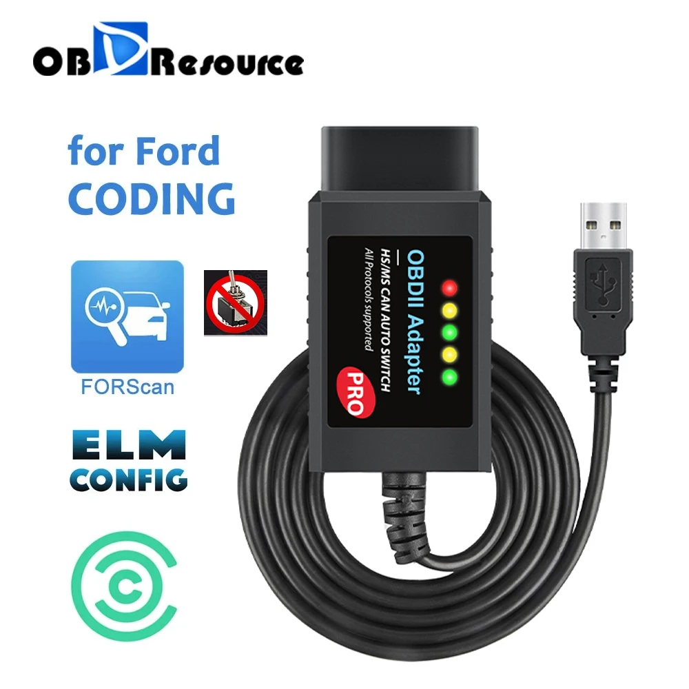 

ELM327 V1.5 USB HS MS-CAN Scanner Diagnostic Tool OBD2 Adapter for Ford Mazda Functional Programming Car Diagnostic Tool